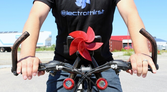 Drill-Turbine am Fahrrad